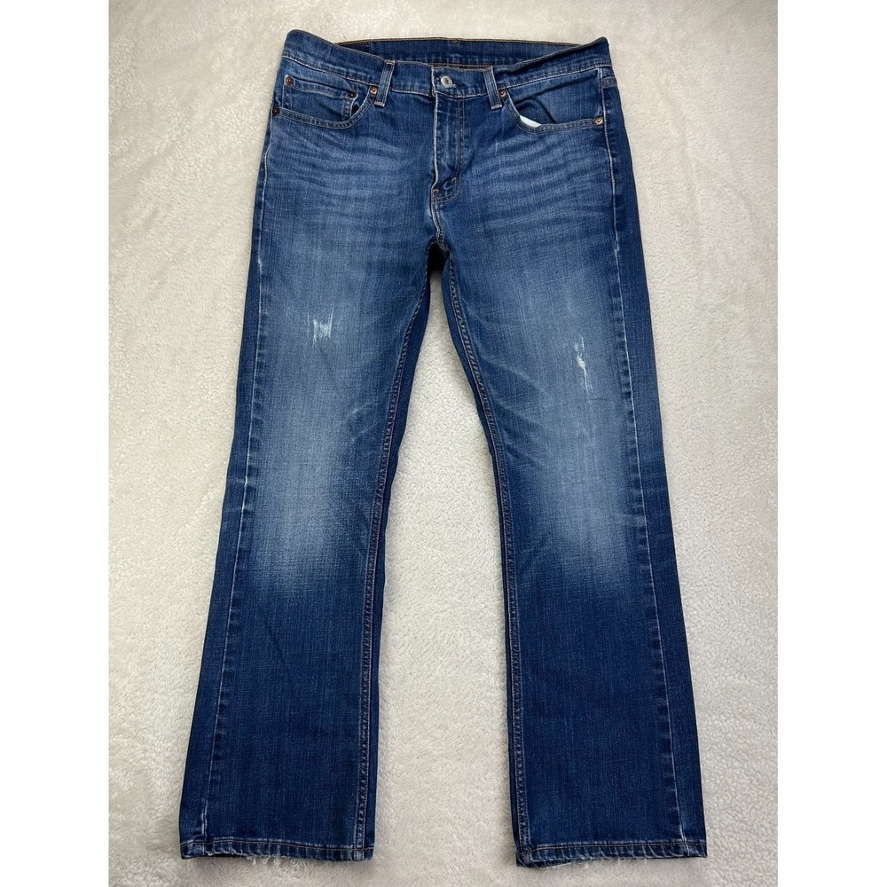Levi's 527 Bootcut Jeans Mens 34x30 Blue Denim Slim Fit Distressed Western